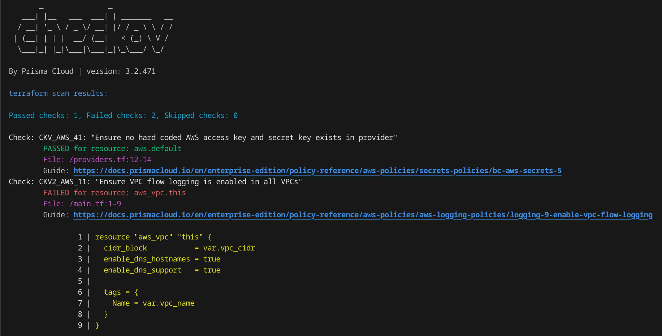 Checkov CLI analysis