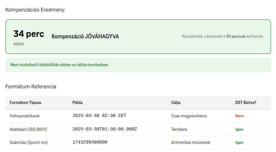 Hogyan számoljunk helyesen késést időátállításkor – A számolt eredmény és az eltérő idő formátumok